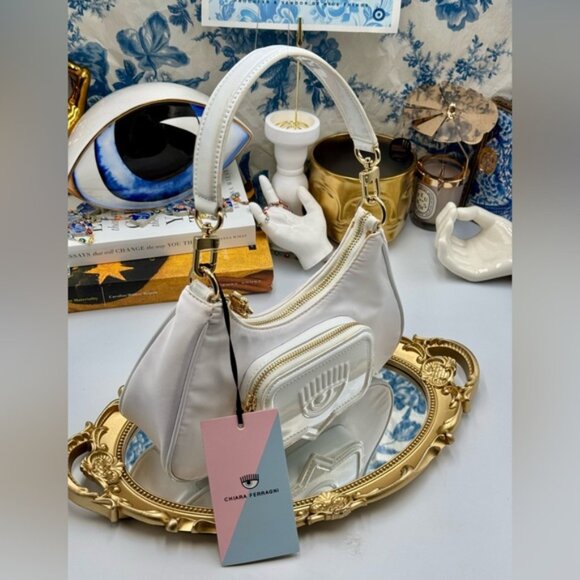 🆕 CHIARA FERRAGNI 🧿 NWT Vicky Eyelike Tote Bag - Borsa a Mano - White - Picture 4 of 16